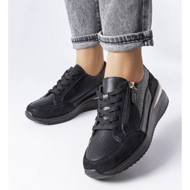 Chaussures en cuir ajouré noir Fleur le noir 1