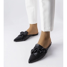 Sandales élégantes noires avec chaîne Patenaude le noir 1