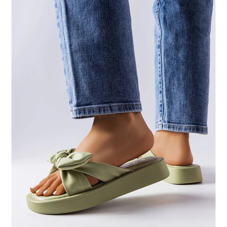 Sandales vertes à plateforme avec nœud Edvard 1