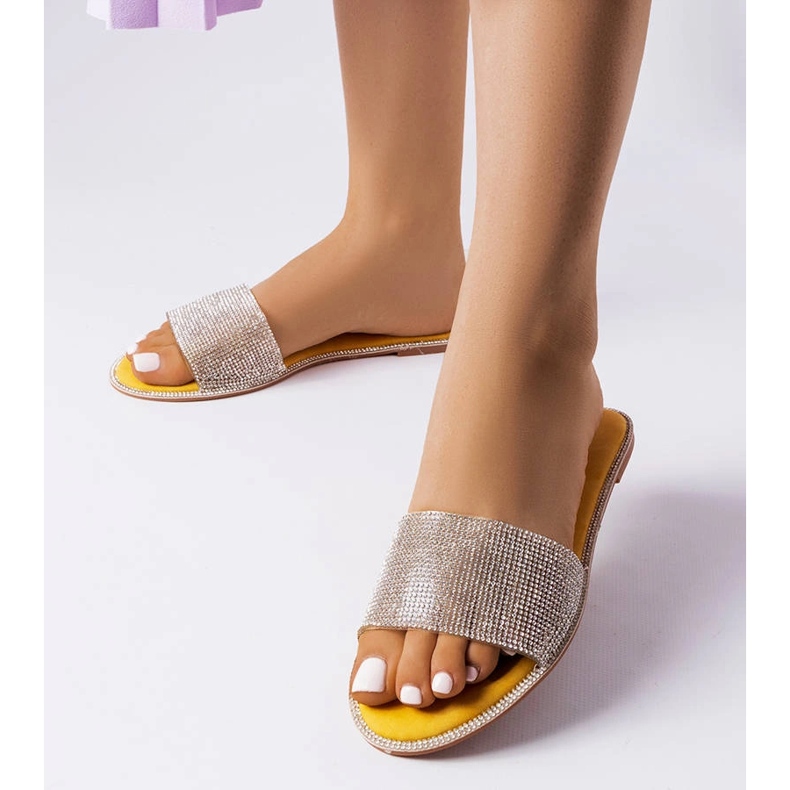 Passants jaunes ornés de strass Guilmette 1