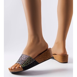 Sandales compensées noires Elitha 1