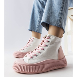 Baskets Terri roses à plateforme blanche 1