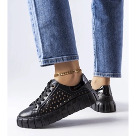 Baskets noires avec empiècements Patch dorés le noir 1