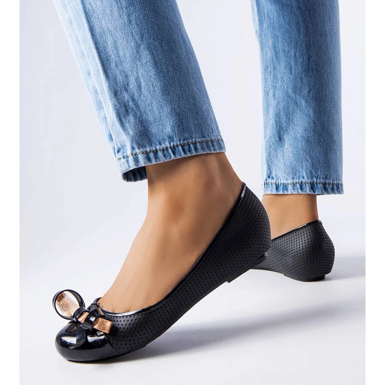 Ballerines noires ornées d'un noeud Harlingen le noir 1
