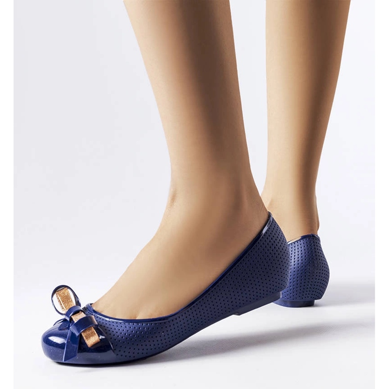Ballerines bleu marine ornées d'un noeud Harlingen 1