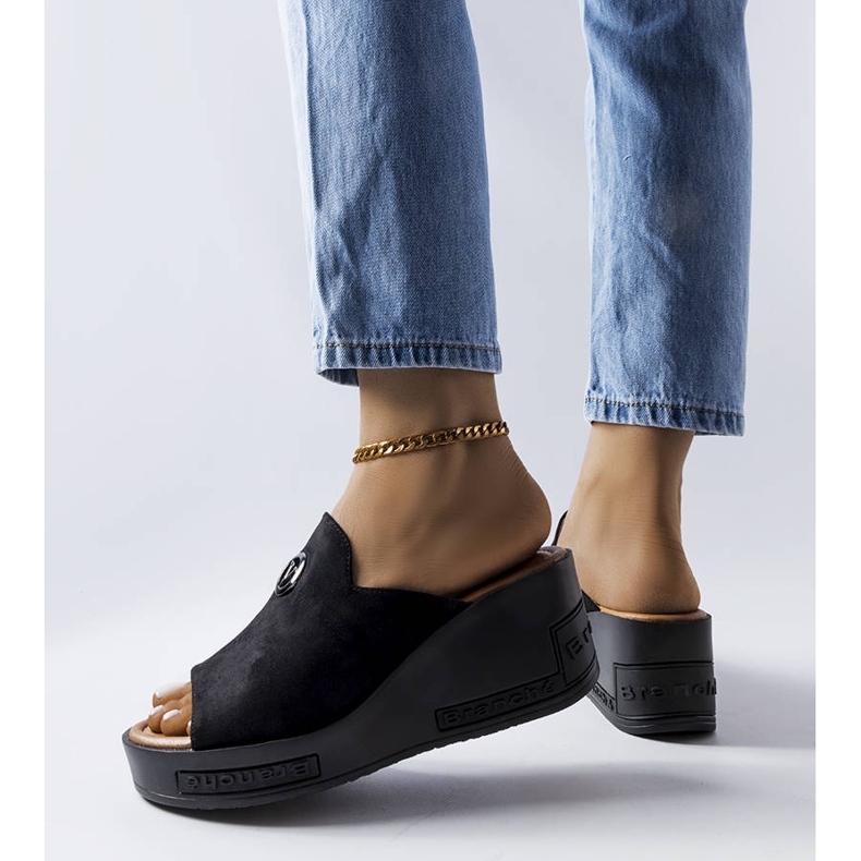 BM Sandales compensées noires Vincez le noir 1