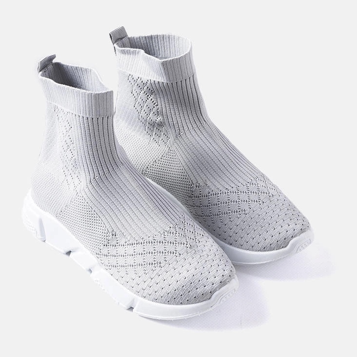 Baskets grises à tige chaussette d'Olot 1