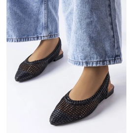Ballerines noires ajourées à talon ouvert Maheu 1