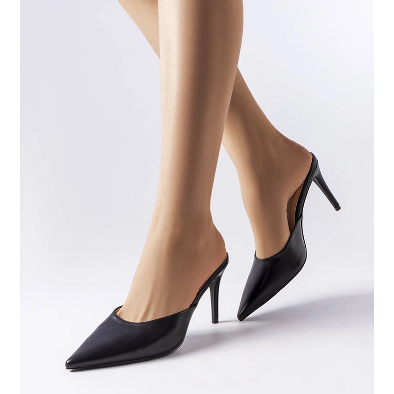 Claquettes noires à talons Drainer le noir 1