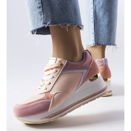 Baskets compensées roses Harvé 1