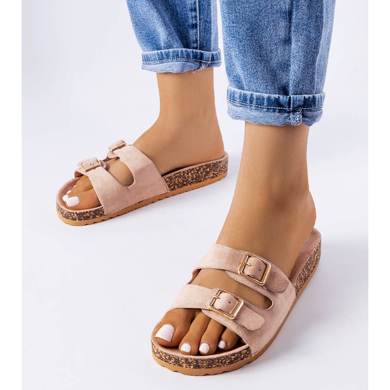 Goodin Claquettes beiges à semelles en liège de Cincinna 1