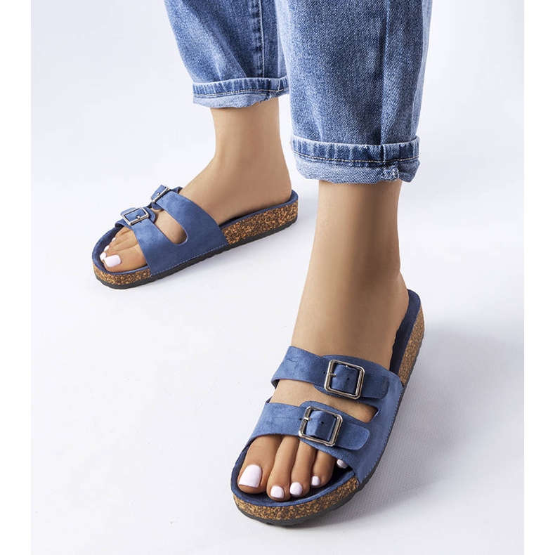 Claquettes bleu marine avec semelle en liège Cincinna 1