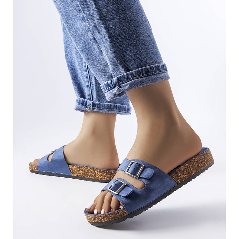 Claquettes bleu marine avec semelle en liège Cincinna 2