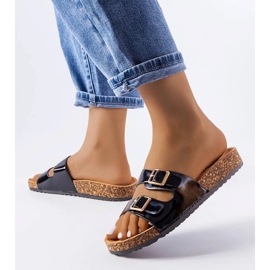 Claquettes noires à semelles en liège de Cincinna 2