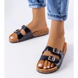 Claquettes noires à semelles en liège de Cincinna le noir 1 Claquettes noires à semelles en liège de Cincinna le noir 1