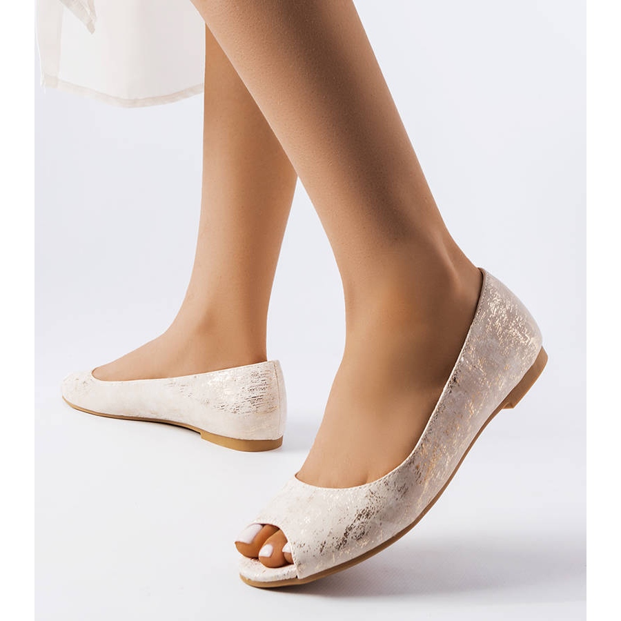 Ballerines dorees a bout ouvert Lesage Chaussures a la mode