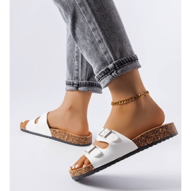 Claquettes semelle liège blanc Cincinna blanche 2