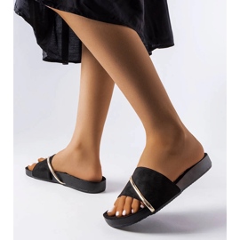 Tongs noires avec application Plainfield dorée le noir 2