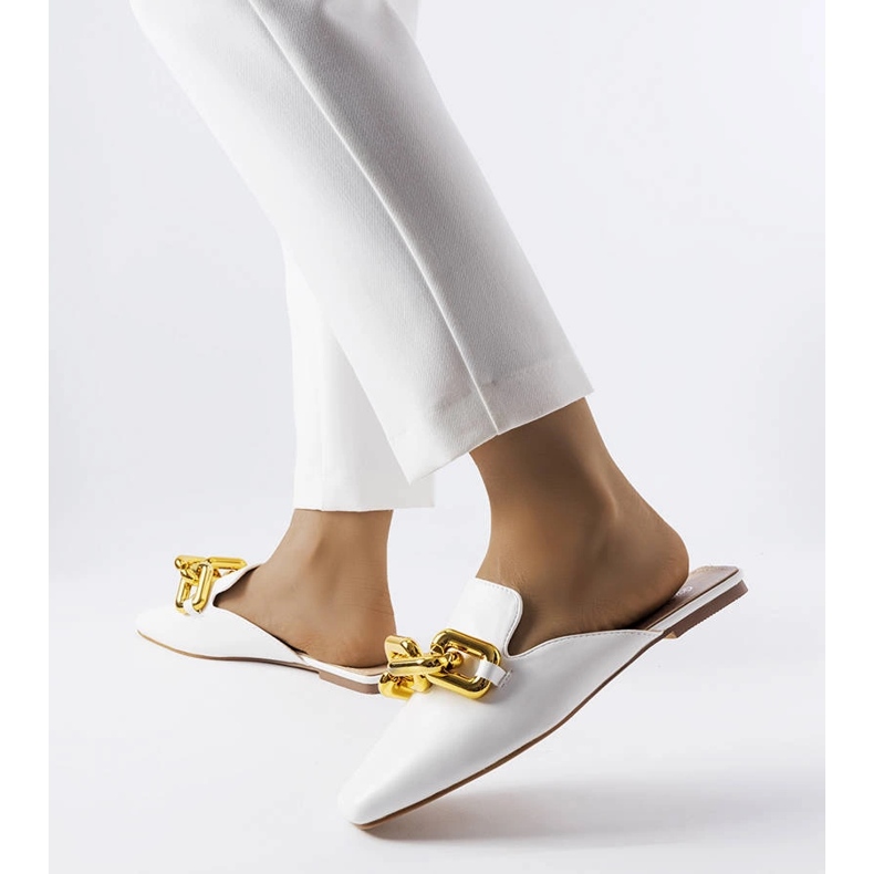 Claquettes blanches Hickory avec chaîne 1 Claquettes blanches Hickory avec chaîne 1