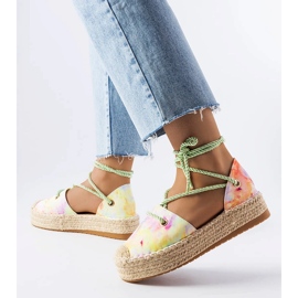 Espadrilles vertes à lacets sur la plateforme Duffet 1