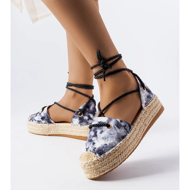 Espadrilles noires à plateforme à lacets Duffet le noir 1