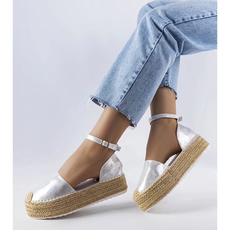 Espadrilles argentées à plateforme Clousson 1