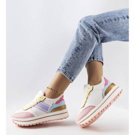 Baskets roses avec empiècements pailletés de Lang 1 Baskets roses avec empiècements pailletés de Lang 1