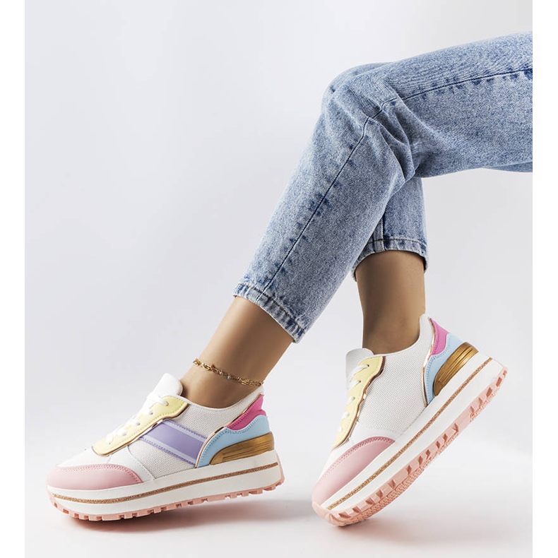 Baskets roses avec empiècements pailletés de Lang 1 Baskets roses avec empiècements pailletés de Lang 1