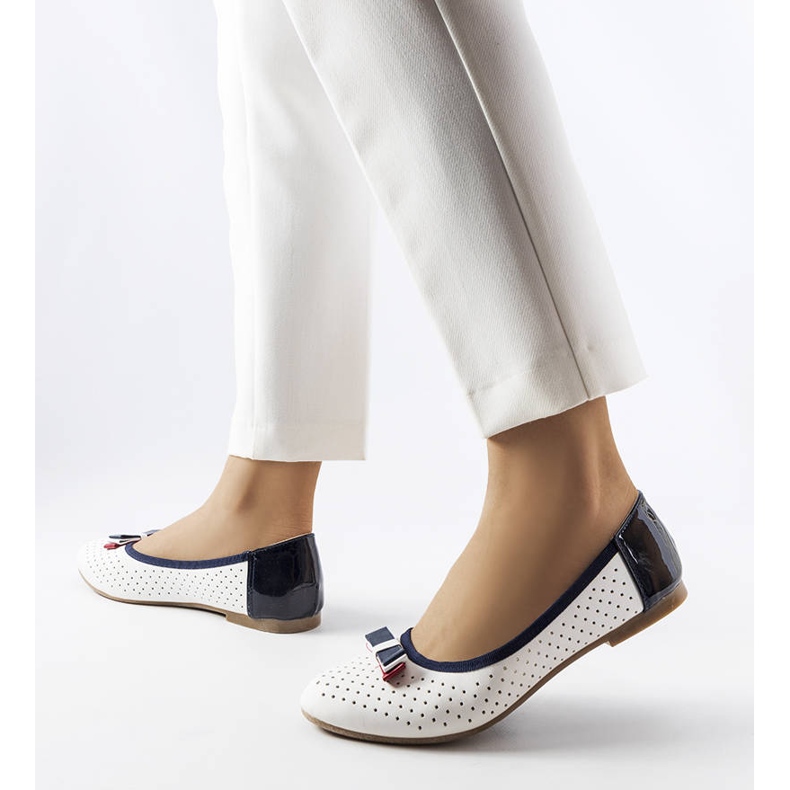 Ballerines blanches ajourées à nœud Tisser 1