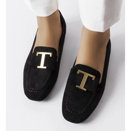 Mocassins noirs en éco-daim d'Adélaïde 1