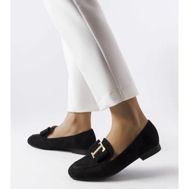 Mocassins noirs en éco-daim d'Adélaïde le noir 2