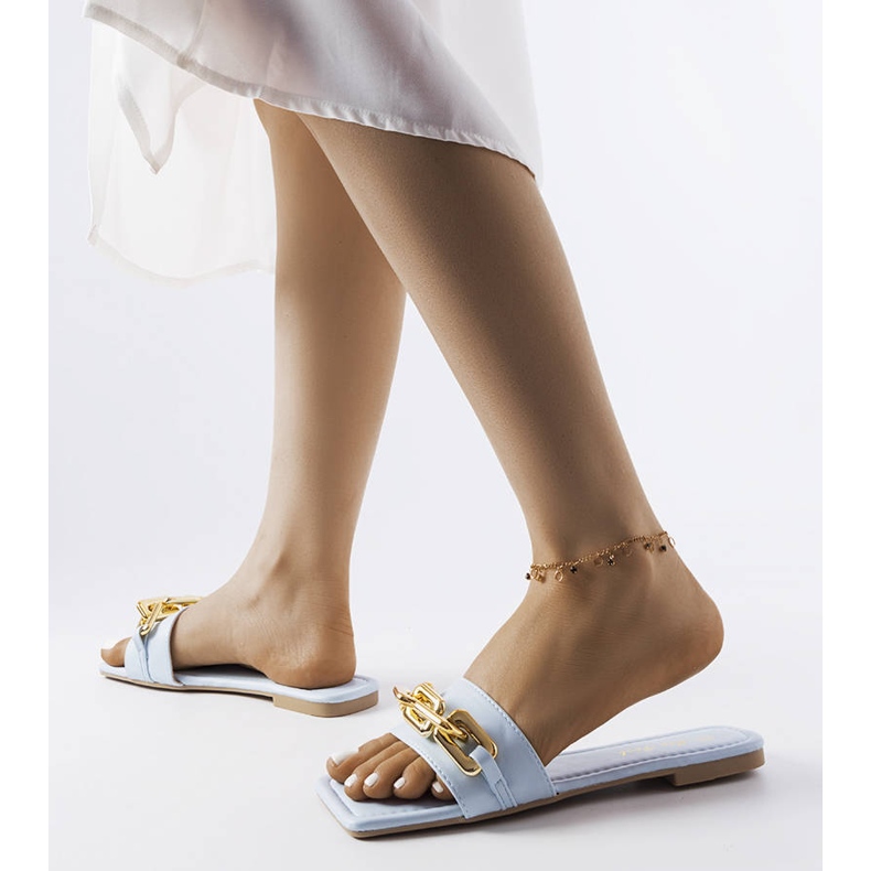 Claquettes bleues à chaîne Cherell 2