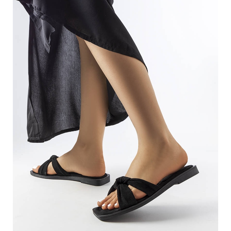 Inna Pantoufles noires Pride en éco-daim le noir 2