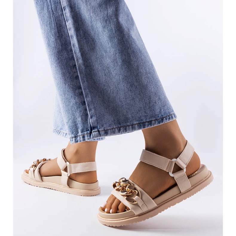 Sandales de sport beiges avec chaîne de Machesney 1
