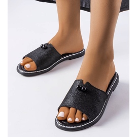 Sandales métallisées noires avec perles Frederi 1