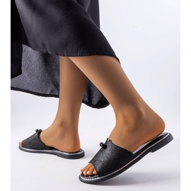 Sandales métallisées noires avec perles Frederi le noir 2