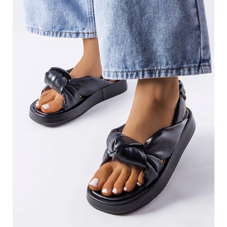 Sandales compensées noires Clarice le noir 1