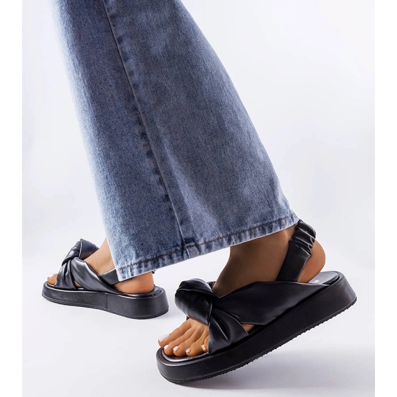 Sandales compensées noires Clarice le noir 2