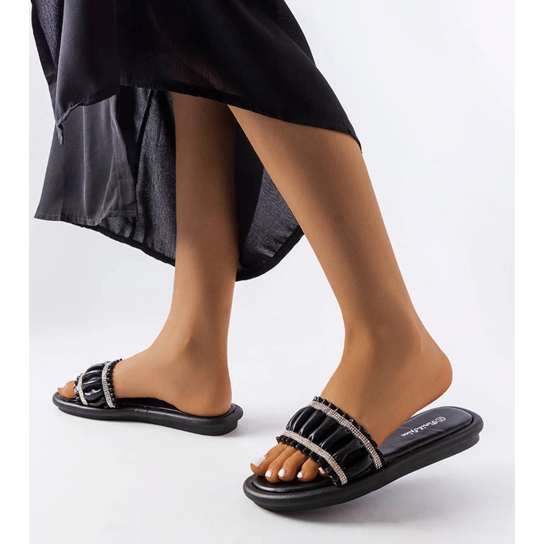 Tongs noires à strass Anapor 2