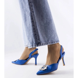 Escarpins Moïse bleu strass 1