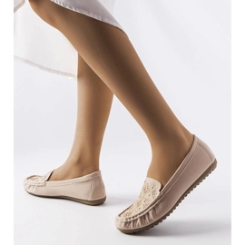 Mocassins beige ornés de strass Gamache 1