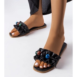 Claquettes noires à volants Fortier le noir 1