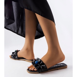 Claquettes noires à volants Fortier le noir 2