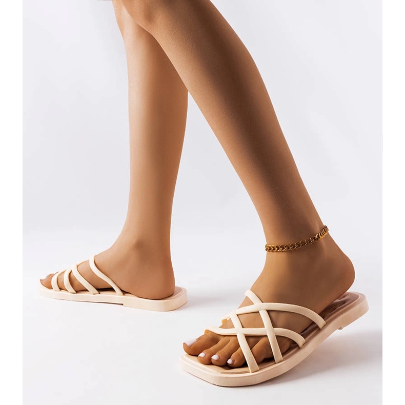 Claquettes en caoutchouc beige Pearlman 1