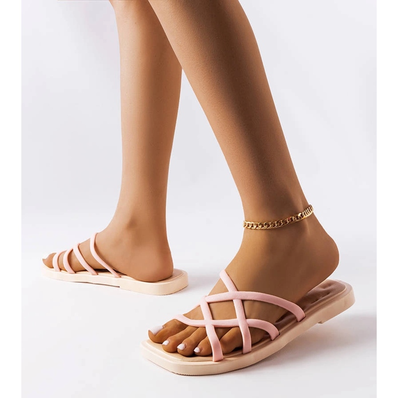 Claquettes en caoutchouc rose Pearlman 1