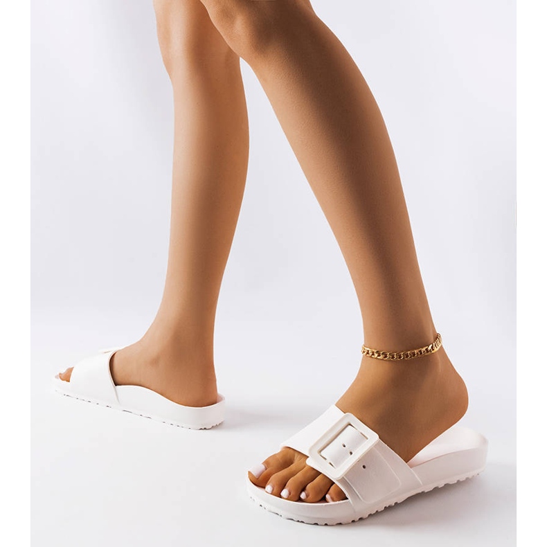 Sliders en caoutchouc blanc avec boucle Nelm 1