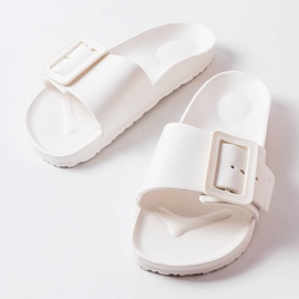 Sliders en caoutchouc blanc avec boucle Nelm blanche 2