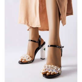 Inna Sandales noires avec cristaux de Junction le noir 1 Inna Sandales noires avec cristaux de Junction le noir 1