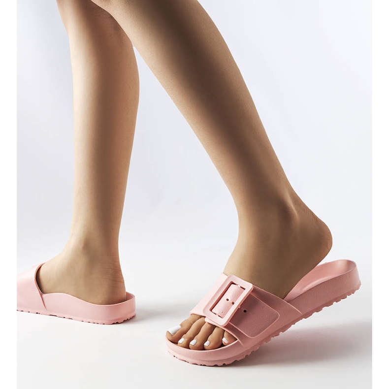 Claquettes en caoutchouc rose à boucle Nelm 2