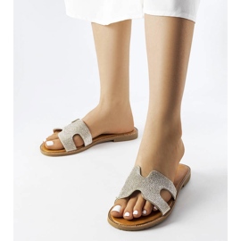 Claquettes argentées avec insert en cuir Lazure 1